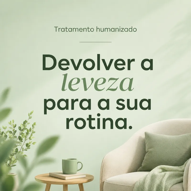 Slide 3: "Devolver a leveza para a sua rotina", com uma poltrona em luz suave