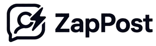 Logo ZapPost preta, sobre fundo claro