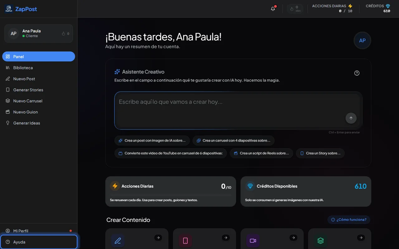 La guía de uso está en el ítem "Ayuda" del menú.